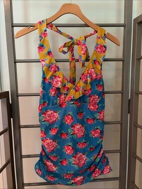 Matilda Jane Blue & Yellow Floral Women’s Swim Tank